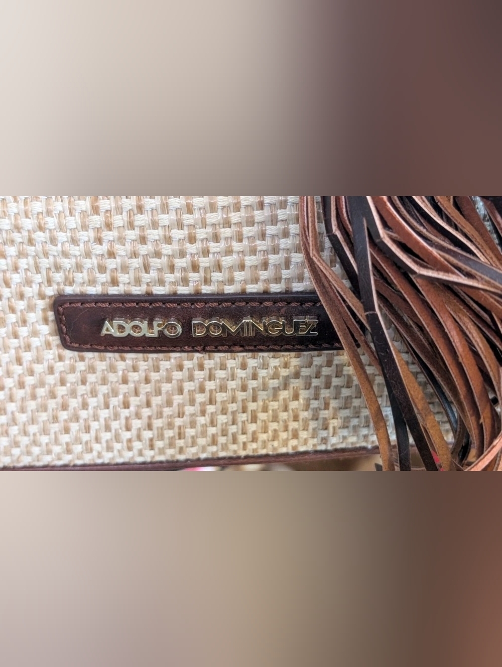 Adolfo Dominguez Stylish, High Quality Brown Woven & Leather Handbag/Purse - Picture 11 of 12